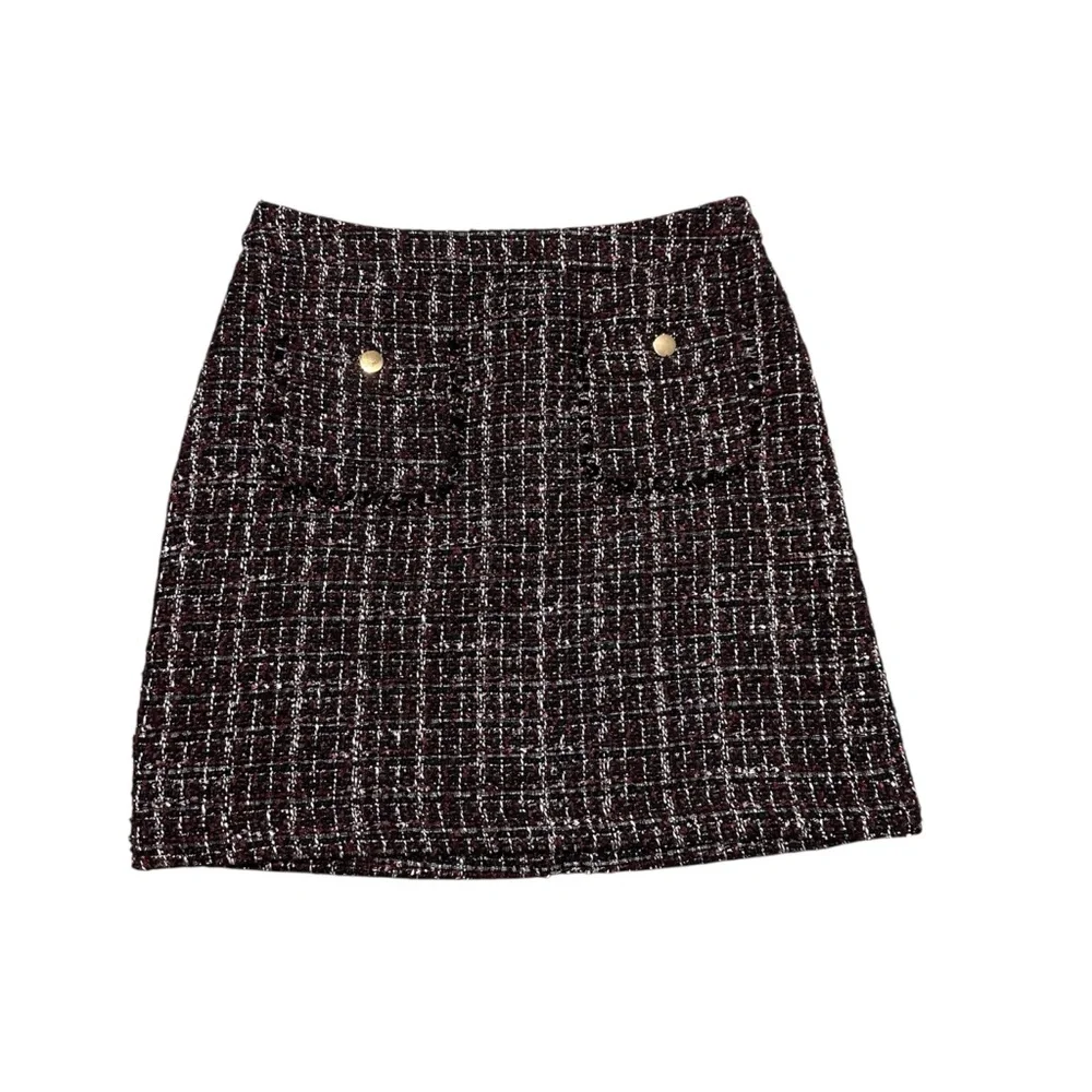LOFT Burgundy Cabernet A-Line Mini Skirt - Picture 1 of 6